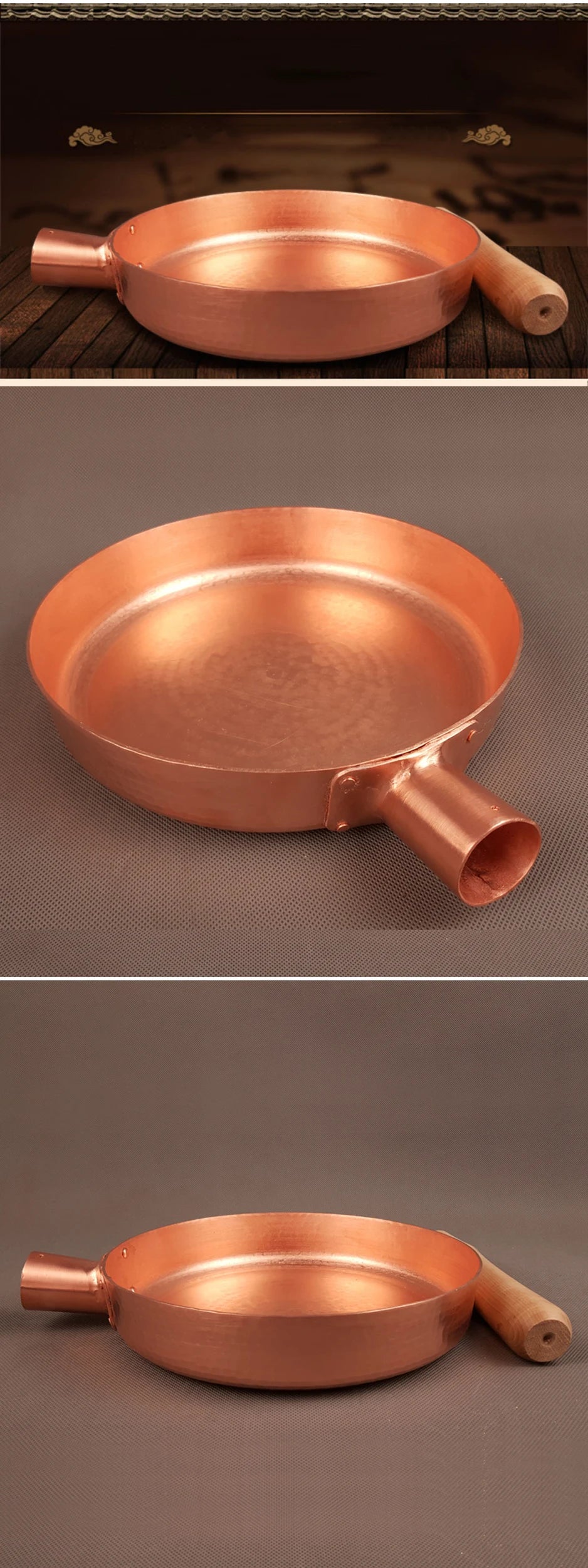 Hand Forged Pure Copper Frying Pan: Fast Heat Transfer and Non-Stick Induction Cooking ShopOnlyDeal