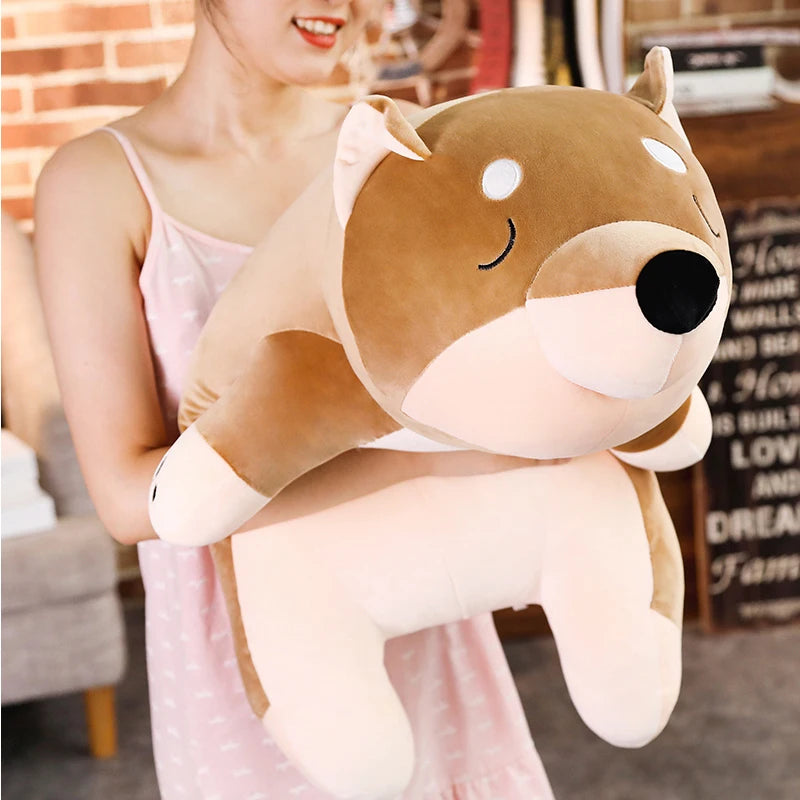 60/80/100cm Cartoon Lying Plush Stuffed Dog Big Toys Shiba Inu Dog Doll Lovely Animal Children Birthday Gift Corgi Plush Pillow ShopOnlyDeal