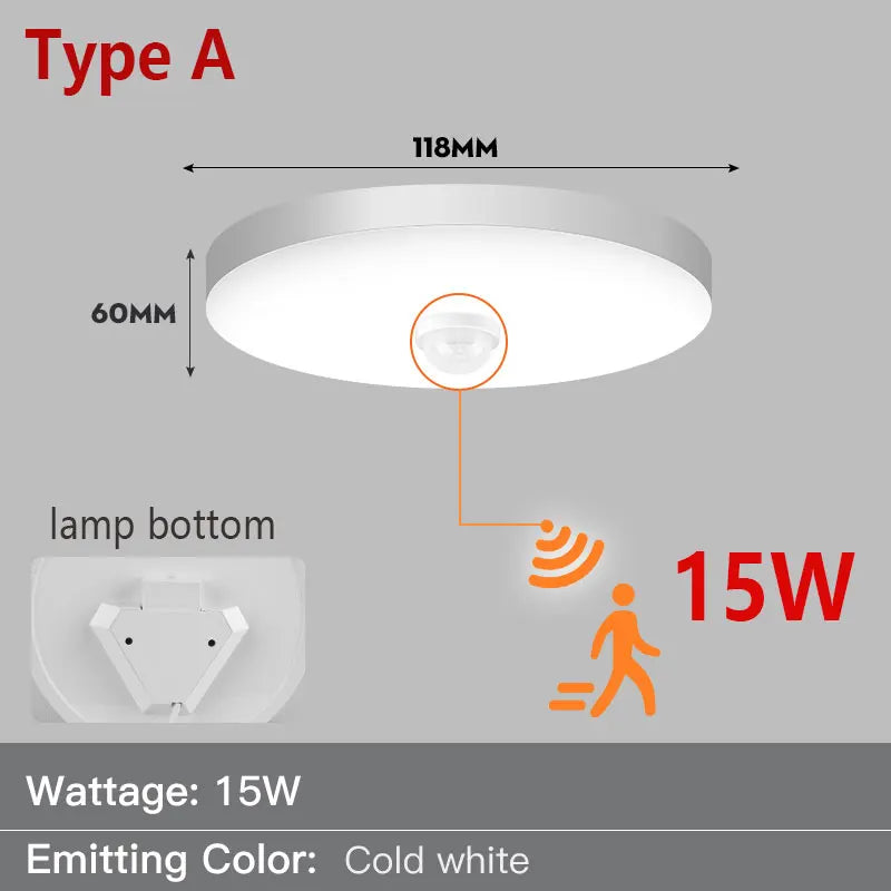 Led Ceiling Lamp PIR Motion Sensor Ceiling Night Light 15/20/30/40W 110V/220V Led Lighting Fixture For Home Room Kitchen Hallway ShopOnlyDeal