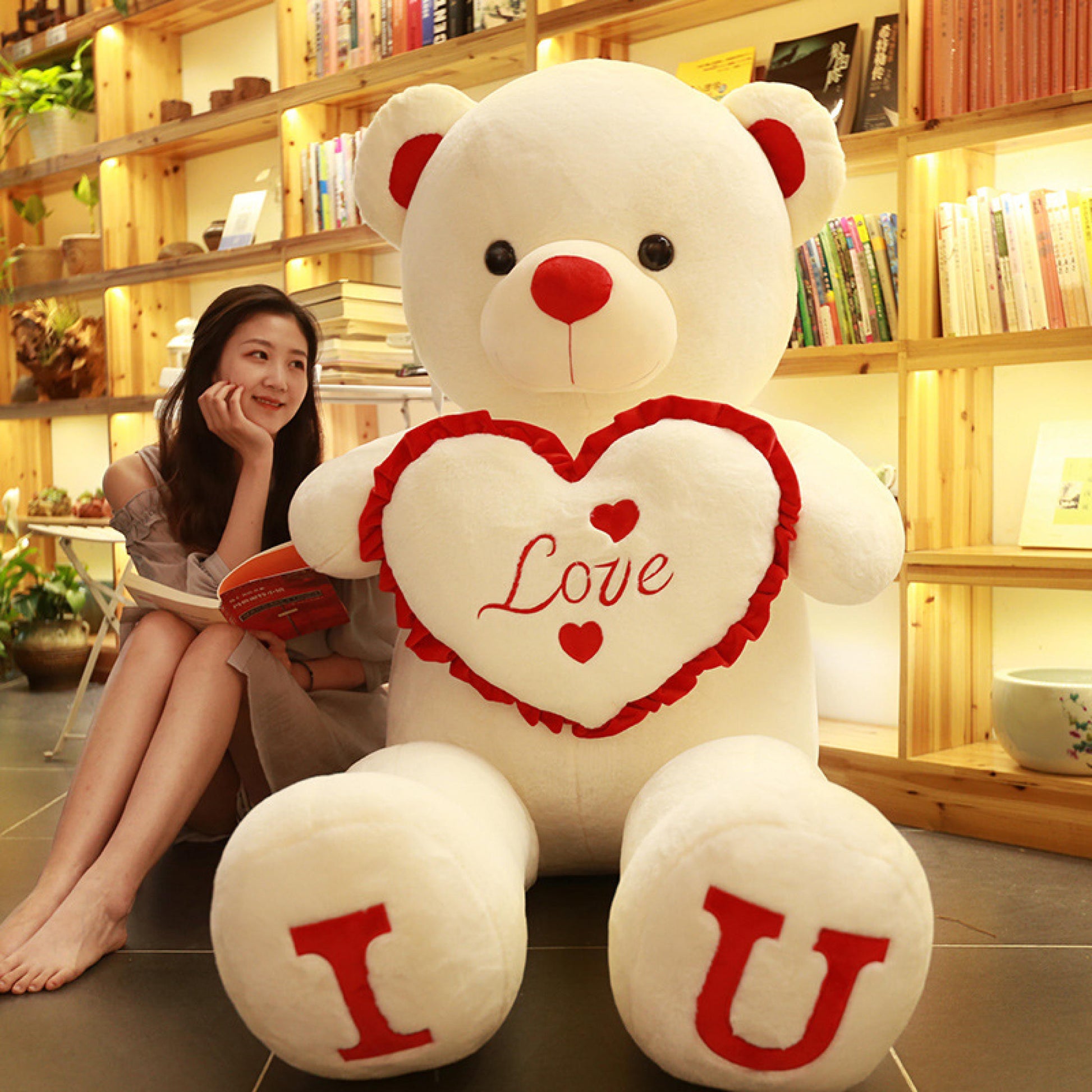 I LOVE YOU Teddy Bear 100cm Big Plush Toy Lovely Huge Stuffed Soft Bear Doll Lover Bear Kids Toy Birthday Gift For Girlfriends Valentine's day ShopOnlyDeal