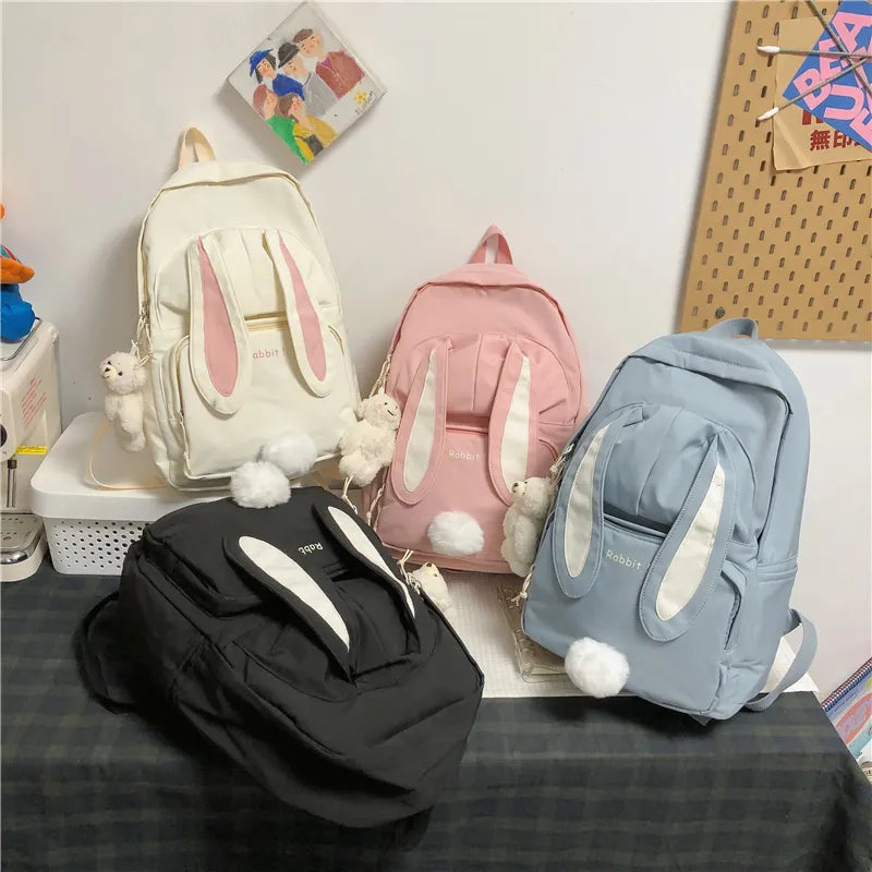 Cute Rabbit Young Girl School Backpack Female Large Capacity Kawaii Back Pack Mochila Pink Women Bagpack Nylon Cartoon Schoolbag ShopOnlyDeal