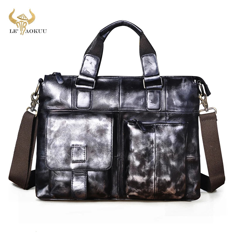 Men Genuine Leather Office Maletas Business Briefcase 15.6" Laptop Case Attache Portfolio Bag Maletin Messenger Bag B260 ShopOnlyDeal