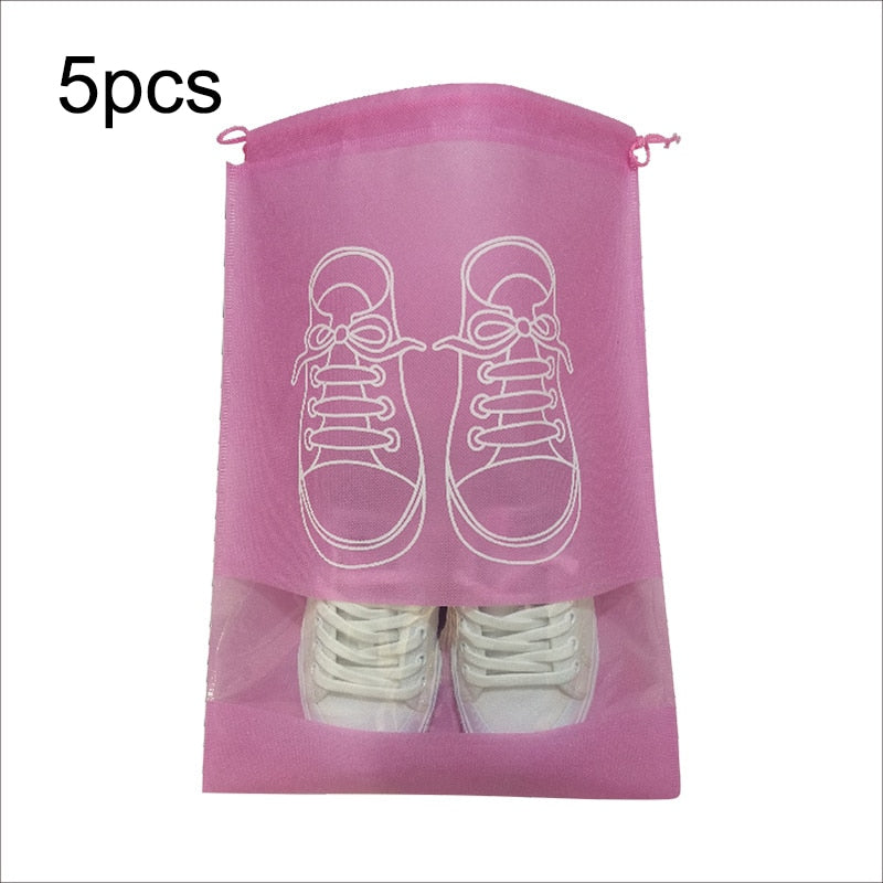 Shoes Storage Bag 5pcs Closet Organizer Non-woven Travel Portable Bag Waterproof Pocket Clothing Classified Hanging Bag ShopOnlyDeal