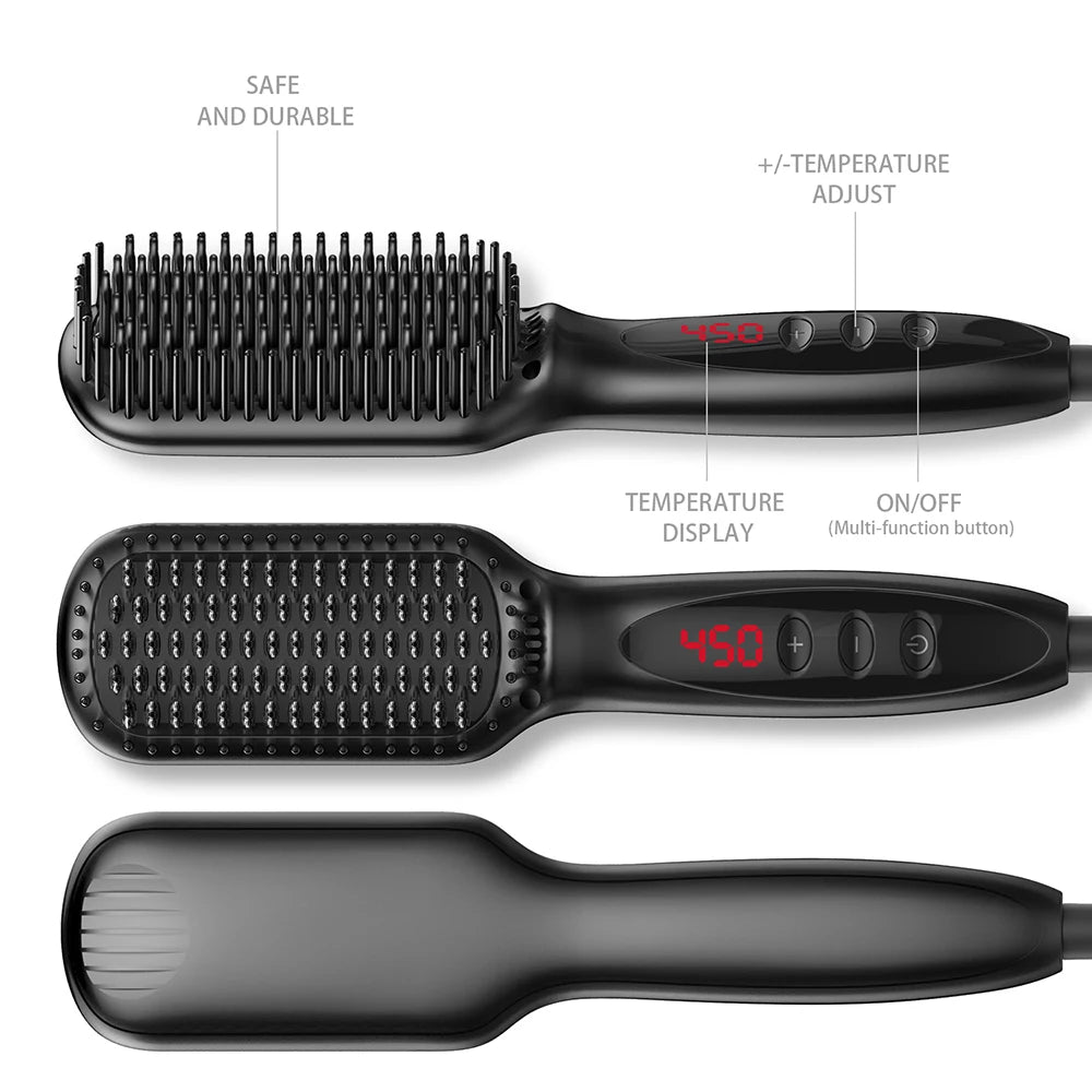 Heating Straightening Comb | Hair Straightener Brush for Men | Quick Beard Straightener | Styling Iron Smoothing Comb ShopOnlyDeal