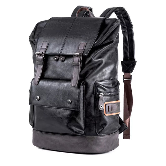 Multifunction Men PU Leather Backpack Vintage Canvas Backpacks School Bag Neutral Portable Wearproof Travel Bag ShopOnlyDeal