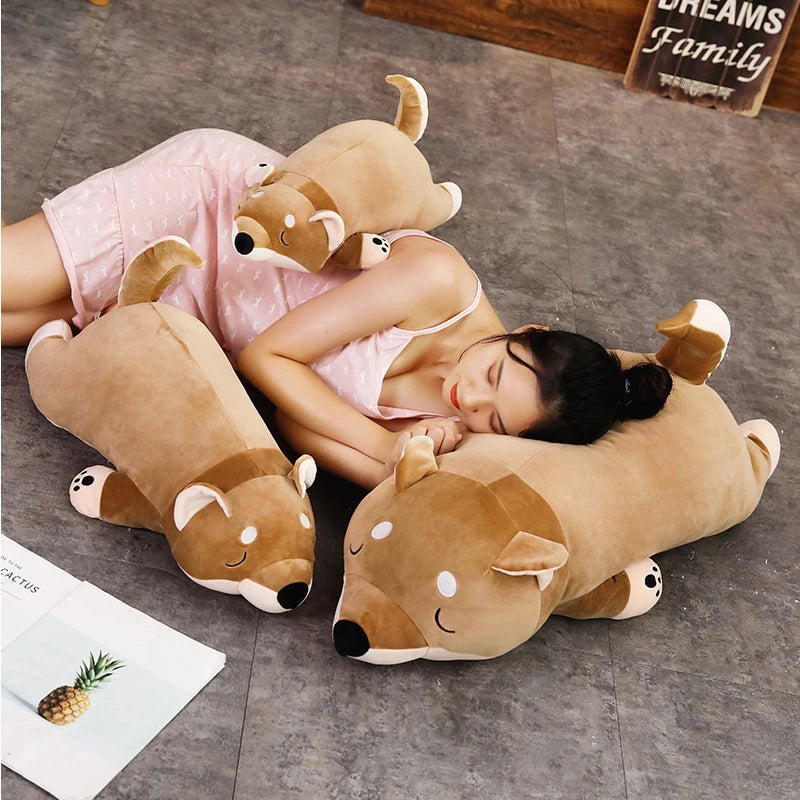 60/80/100cm Cartoon Lying Plush Stuffed Dog Big Toys Shiba Inu Dog Doll Lovely Animal Children Birthday Gift Corgi Plush Pillow ShopOnlyDeal