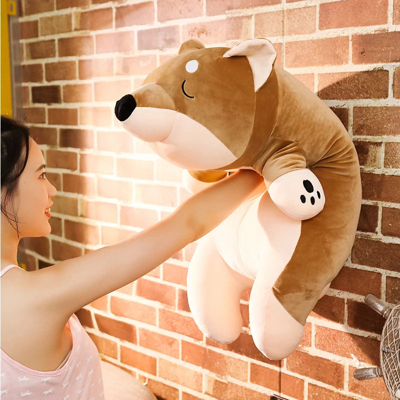 60/80/100cm Cartoon Lying Plush Stuffed Dog Big Toys Shiba Inu Dog Doll Lovely Animal Children Birthday Gift Corgi Plush Pillow ShopOnlyDeal