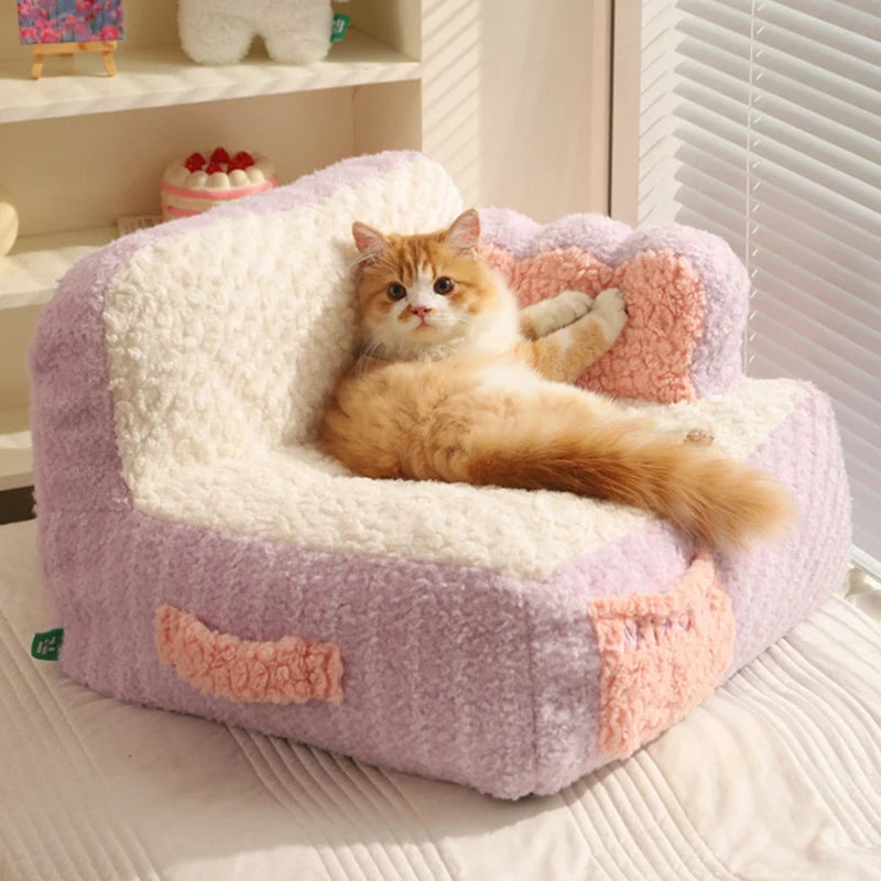 Cat Cake Sofa Nest Winter Warm Cotton Pads Thickened Deep Sleeping Bed for Small Dog Puppy Kitten Pet Supplies ShopOnlyDeal