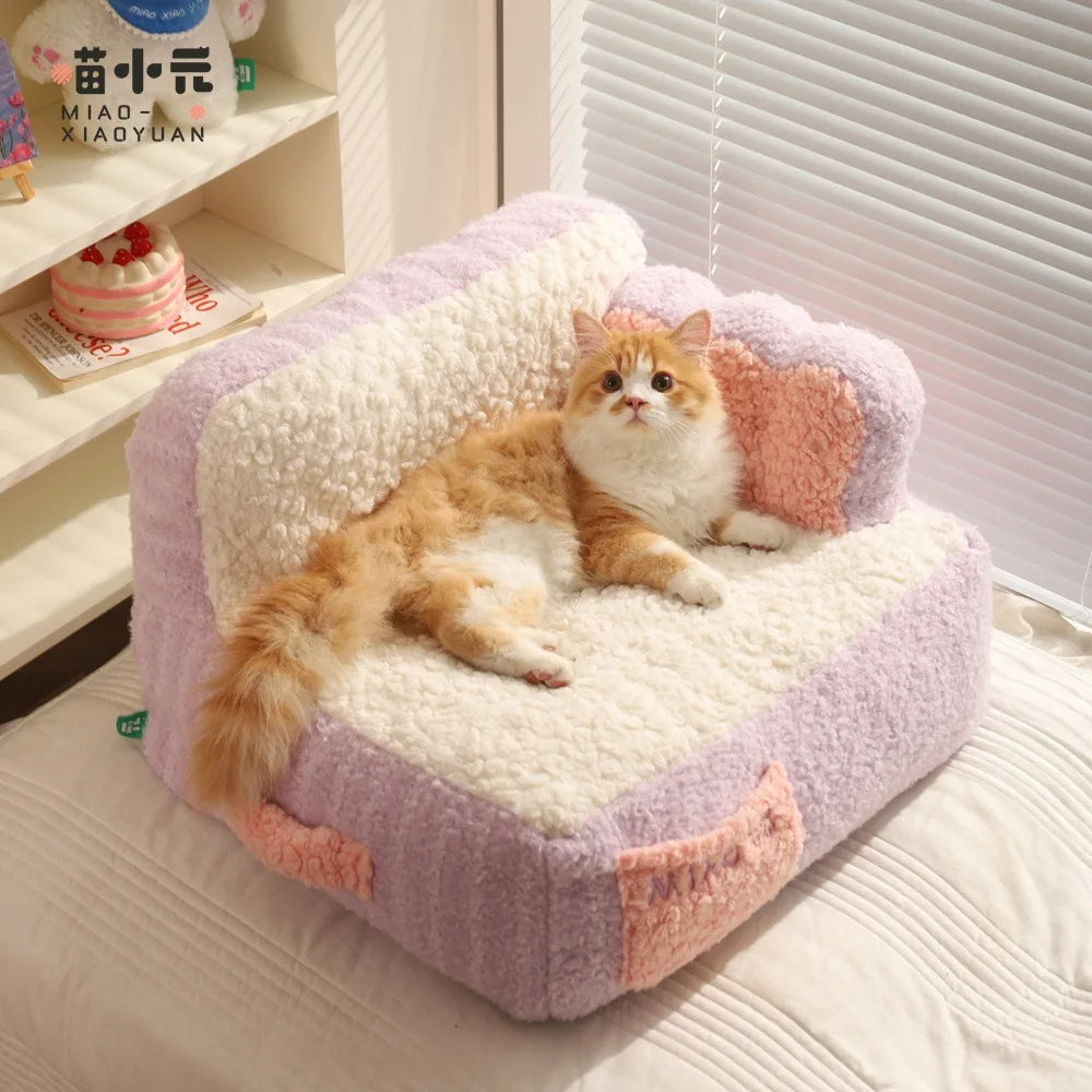 Cat Cake Sofa Nest Winter Warm Cotton Pads Thickened Deep Sleeping Bed for Small Dog Puppy Kitten Pet Supplies ShopOnlyDeal