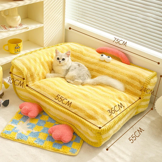 Cats Sofa Bed for Small Dogs Pets Yellow Cozy Sleeping Pad Cushions Detachable Sofa Cover Kitten Puppy Pet Accessories ShopOnlyDeal