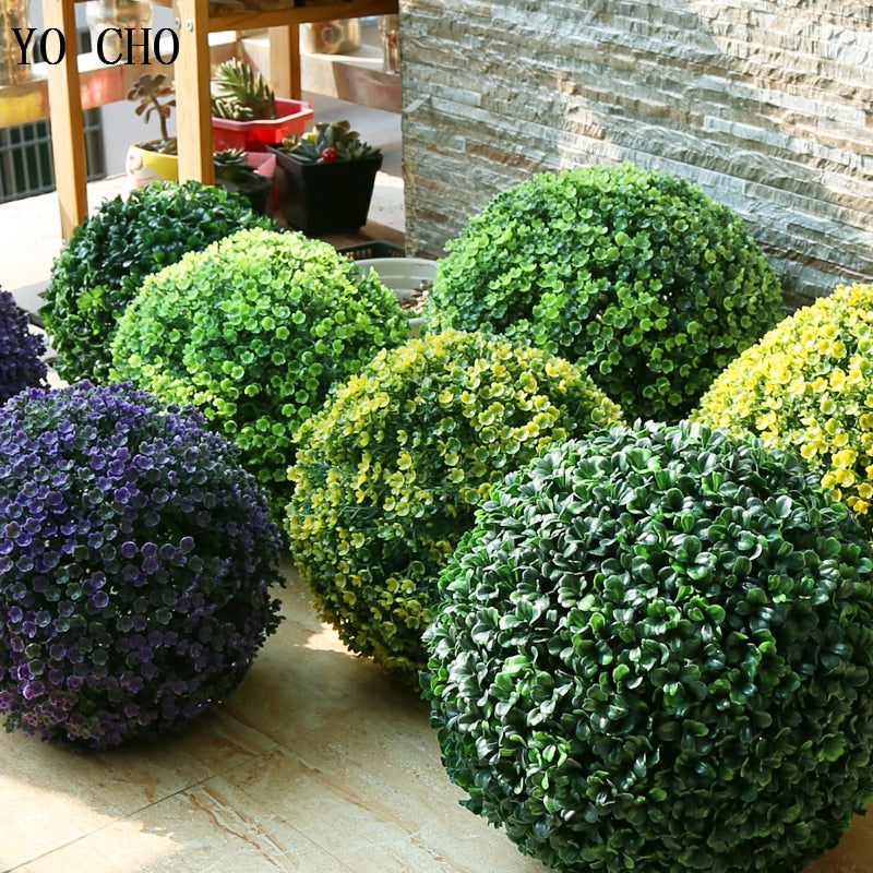 Wedding Decoration Green Grass Garden Ball Artificial Plants Large Green Ball Imitation Plastic Grass Boule for Home Garden Outdoor Decoration Fake Flower Ball ShopOnlyDeal