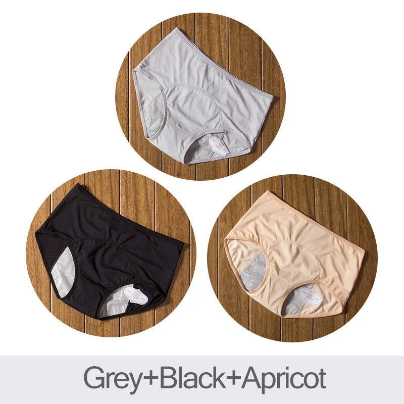 3Pcs Leak-Proof Menstrual Panties Set | Comfortable Waterproof Physiological Pants | Women's Period Underwear ShopOnlyDeal