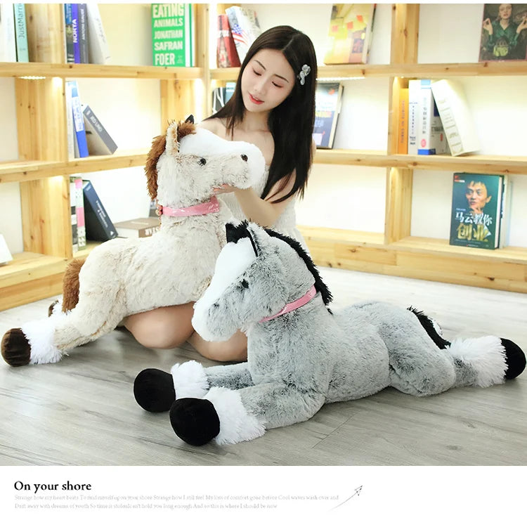 1pc 90CM Big Size Cute Lying Horse Plush Toys Stuffed Cartoon Animal Horse Children Kids Girls Shooting Props Birthday Gifts ShopOnlyDeal