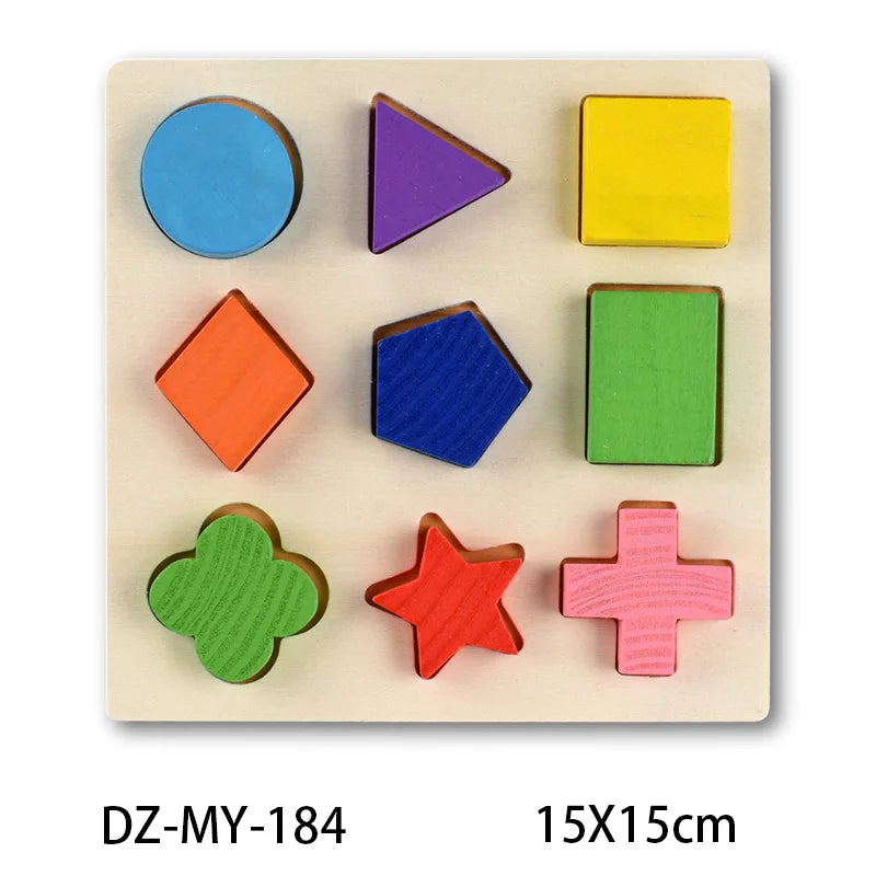 Montessori Wooden Puzzles Hand Grab Boards Toys Tangram Jigsaw Baby Educational Toys Cartoon Vehicle Animals Fruits 3D Puzzles ShopOnlyDeal