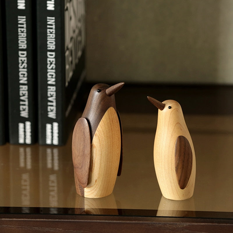 Denmark wood small penguin ornaments American country soft decoration Housing model study desktop wooden play equipment ShopOnlyDeal