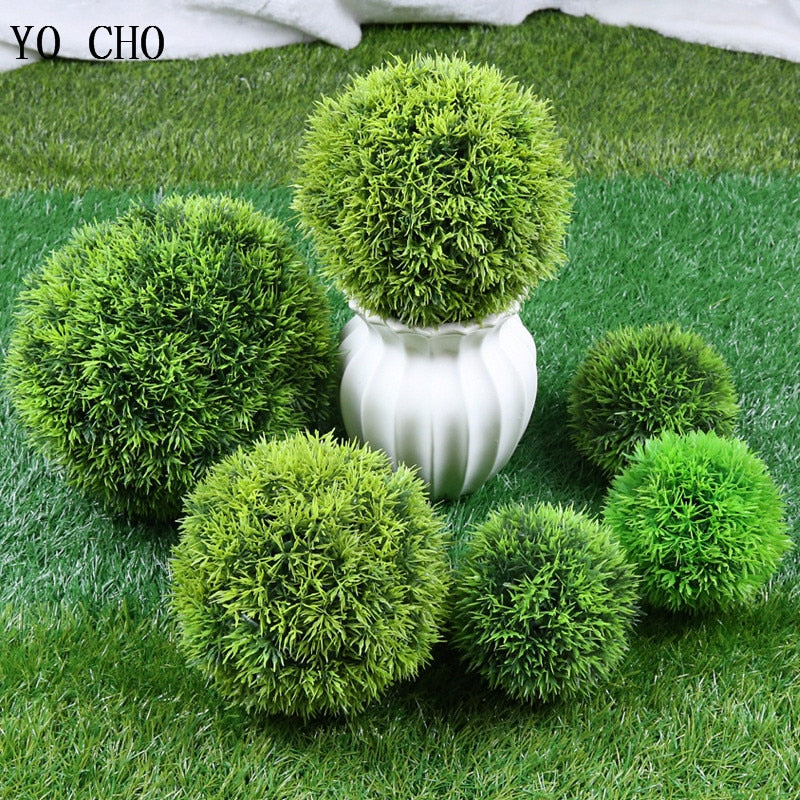 Wedding Decoration Green Grass Garden Ball Artificial Plants Large Green Ball Imitation Plastic Grass Boule for Home Garden Outdoor Decoration Fake Flower Ball ShopOnlyDeal