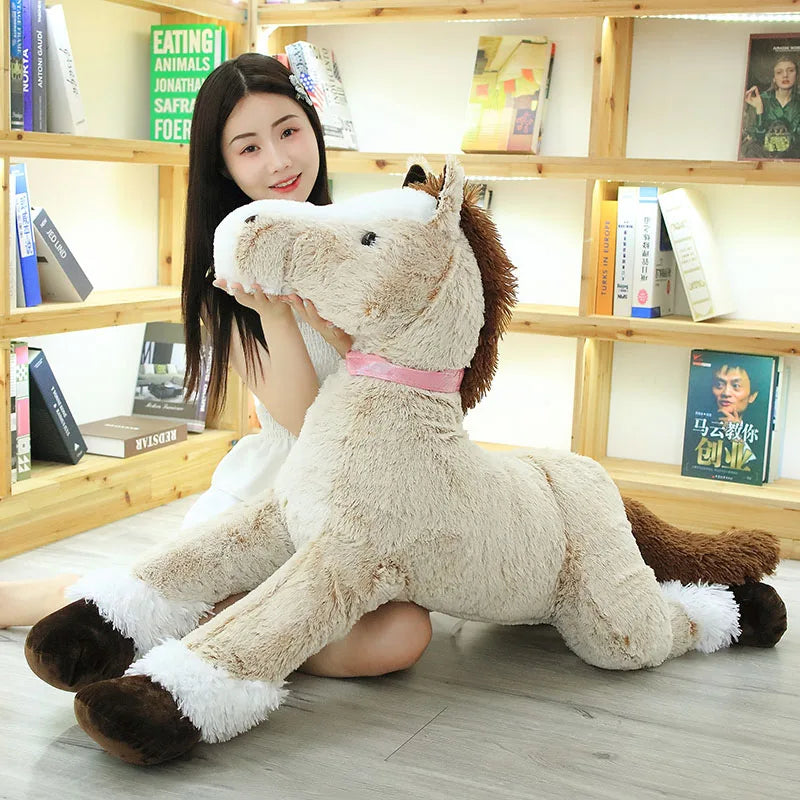 1pc 90CM Big Size Cute Lying Horse Plush Toys Stuffed Cartoon Animal Horse Children Kids Girls Shooting Props Birthday Gifts ShopOnlyDeal