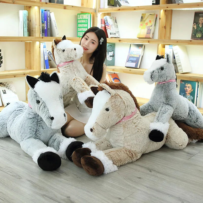 1pc 90CM Big Size Cute Lying Horse Plush Toys Stuffed Cartoon Animal Horse Children Kids Girls Shooting Props Birthday Gifts ShopOnlyDeal