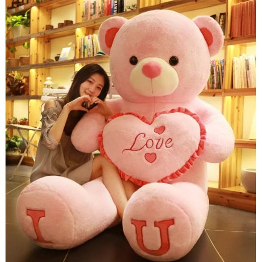 I LOVE YOU Teddy Bear 100cm Big Plush Toy Lovely Huge Stuffed Soft Bear Doll Lover Bear Kids Toy Birthday Gift For Girlfriends Valentine's day ShopOnlyDeal