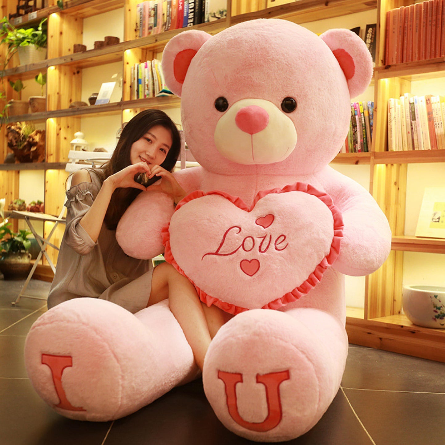 I LOVE YOU Teddy Bear 100cm Big Plush Toy Lovely Huge Stuffed Soft Bear Doll Lover Bear Kids Toy Birthday Gift For Girlfriends Valentine's day ShopOnlyDeal