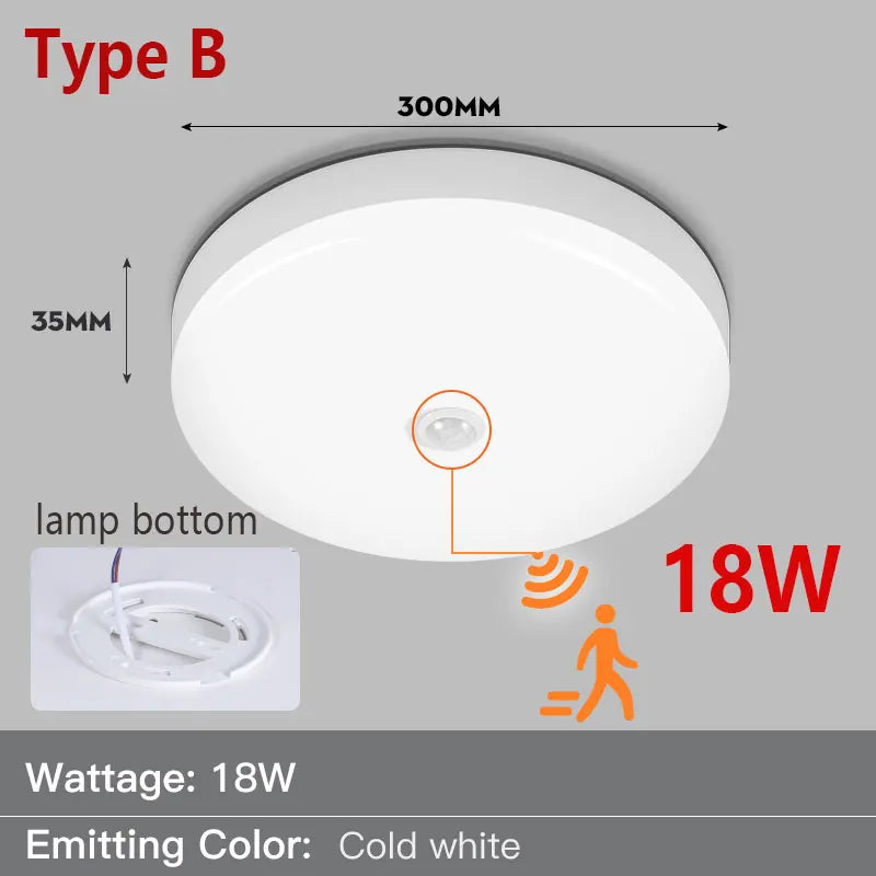 Led Ceiling Lamp PIR Motion Sensor Ceiling Night Light 15/20/30/40W 110V/220V Led Lighting Fixture For Home Room Kitchen Hallway ShopOnlyDeal