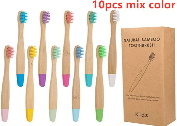 New Organic Children's Bamboo Toothbrush - Ten Colors - Soft Fiber Bristles - Biodegradable Handle - Eco-Friendly Kids Toothbrushes ShopOnlyDeal