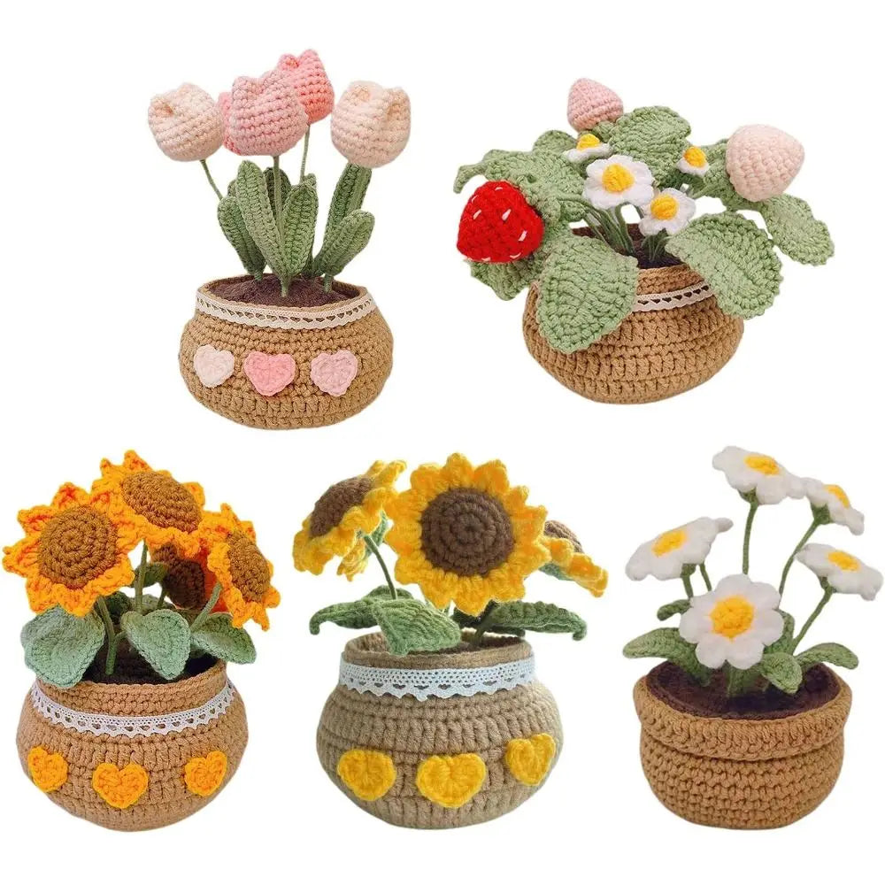 Handmade DIY Tulip Flowers Plant Potted Crochet Knitting Kit for Adults and Kids Crochet Starter Knitting Kit ShopOnlyDeal