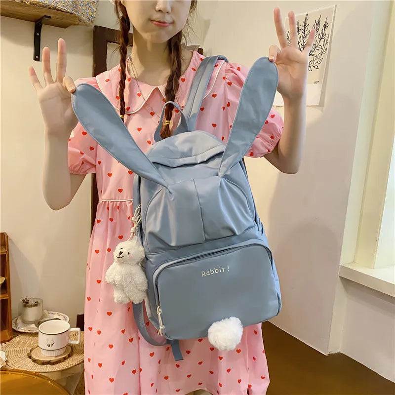 Cute Rabbit Young Girl School Backpack Female Large Capacity Kawaii Back Pack Mochila Pink Women Bagpack Nylon Cartoon Schoolbag ShopOnlyDeal