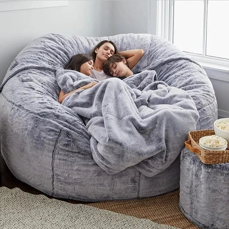 7FT 183*90cm Lazy Sofa Soft Coat Loosen Body Warm Fur Giant Removable Washable Bean Bag Bed Cover Comfortable Furniture Cover ShopOnlyDeal