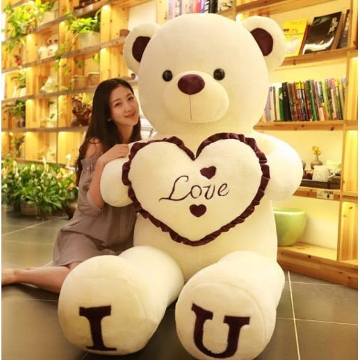 I LOVE YOU Teddy Bear 100cm Big Plush Toy Lovely Huge Stuffed Soft Bear Doll Lover Bear Kids Toy Birthday Gift For Girlfriends Valentine's day ShopOnlyDeal