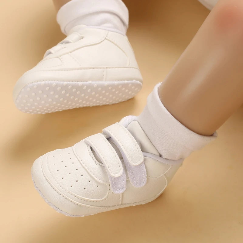 Infant Spring Shoe | Newborn Girls & Boys Recreational Baptism Non-Slip Walking Shoe | White Soft-Soled Sneaker Prewalker ShopOnlyDeal