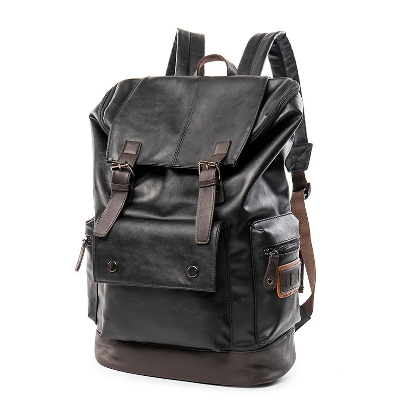 Multifunction Men PU Leather Backpack - Vintage Canvas Backpacks - School Bag - Neutral Portable - Wearproof Travel Bag ShopOnlyDeal