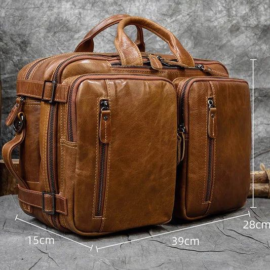 Genuine leather messenger bag Men Business Briefcase  tote travel laptop bag fit 14 Inch document cowhide briefcase man handbags ShopOnlyDeal