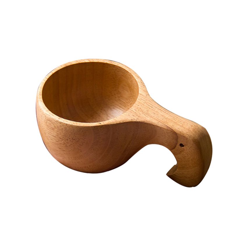 Wooden Coffee Mugs Handmade Kuksa Portable Milk Tea Cup With Handgrip Breakfast  Drinking Kitchen Drinkware Finland ShopOnlyDeal