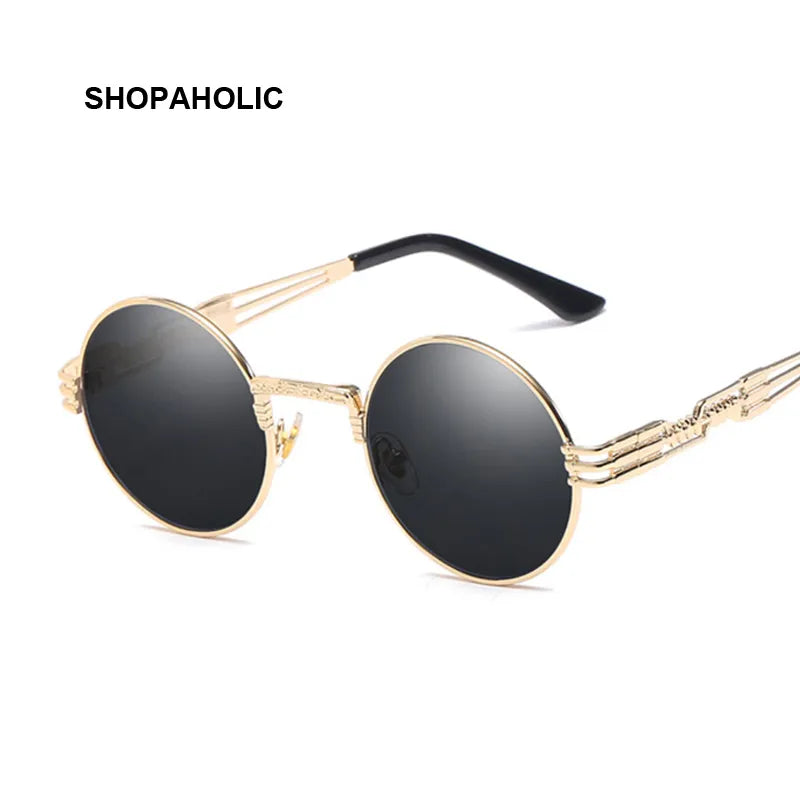 Steampunk Sunglasses Woman Round Goggles Man Lens Unisex Vintage Retro Style Punk Sun Glasses Female Oculos De Sol ShopOnlyDeal