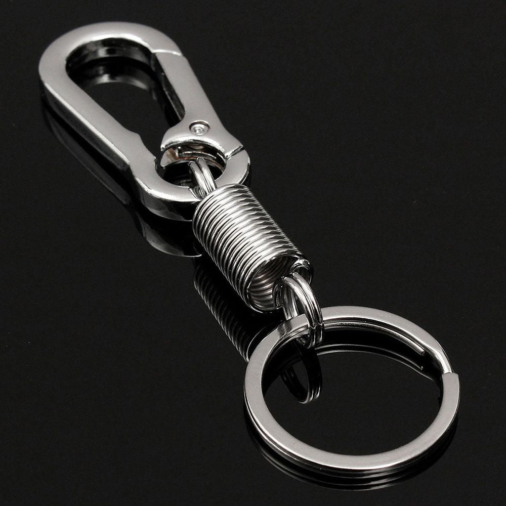 Spring Key Chain Gourd Buckle Carabiner Keychain Retractable Waist Belt Clip Keyring Anti-lost Buckle Hanging Silver Metal ShopOnlyDeal