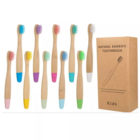 New Organic Children's Bamboo Toothbrush - Ten Colors - Soft Fiber Bristles - Biodegradable Handle - Eco-Friendly Kids Toothbrushes ShopOnlyDeal