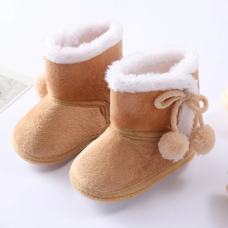 Autumn Winter Warm Newborn Boots - 1 Year Baby Girls and Boys Shoes, Toddler Soft Sole Fur Snow Boots for 0-18M ShopOnlyDeal