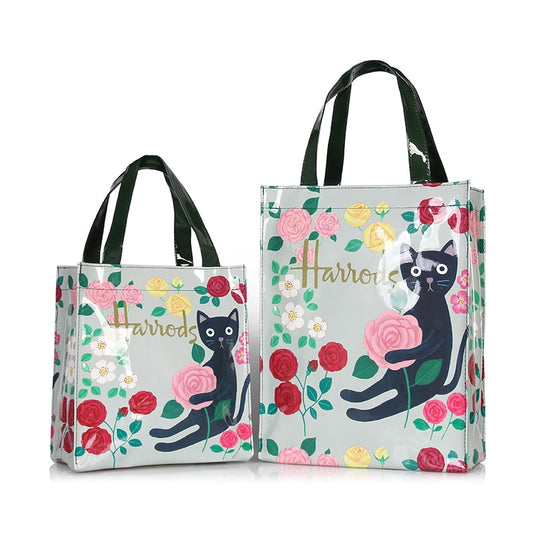 London Style PVC Reusable Shopping Purses Large Eco Friendly Flower Women's Tote Shopper Bag Summer Waterproof Beach Handbag ShopOnlyDeal