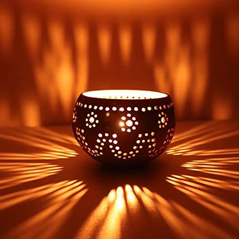 Candle Coconut Shell Bowl,Candle Holders,Handmade Coconut Shell Candle Holder for Tealight Small Pillar,Storage Bowl ShopOnlyDeal