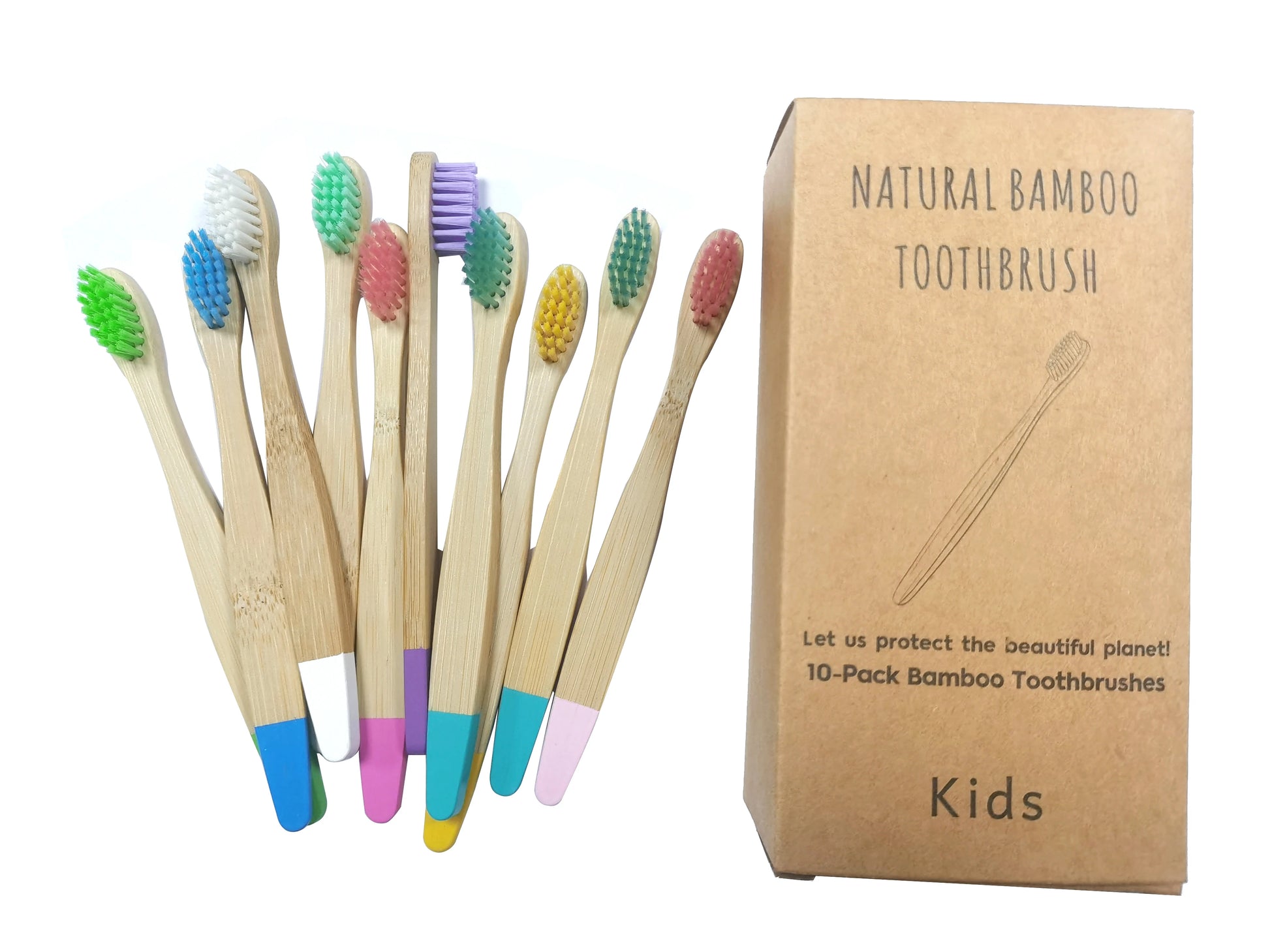 New Organic Children's Bamboo Toothbrush - Ten Colors - Soft Fiber Bristles - Biodegradable Handle - Eco-Friendly Kids Toothbrushes ShopOnlyDeal