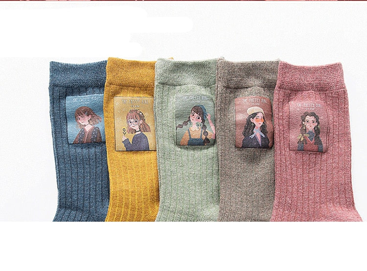 Cotton Women Long Socks 2022 Autumn Breathable Deodorant  New Cute Cartoon Fashion Brief Wild Trend Motion Cotton Socks Women HOPUS MY SOCKS Store