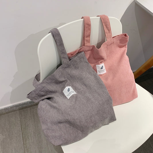 Corduroy Totes Bags for Women Shoulder Bag Female Soft Environmental Storage Reusable Girls Handbag Small and Large Shopper Tote ShopOnlyDeal