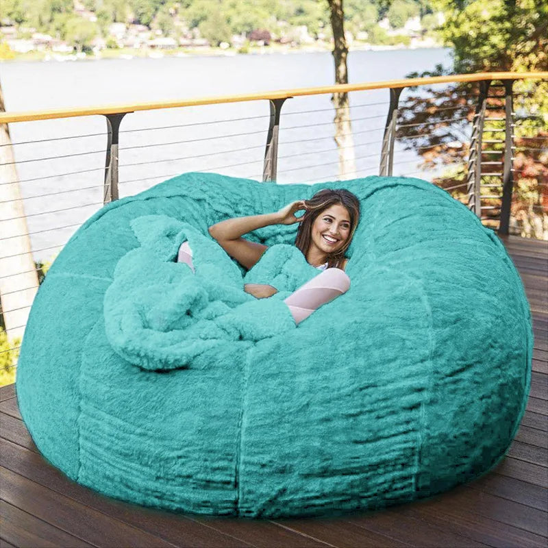 7FT 183*90cm Lazy Sofa Soft Coat Loosen Body Warm Fur Giant Removable Washable Bean Bag Bed Cover Comfortable Furniture Cover ShopOnlyDeal