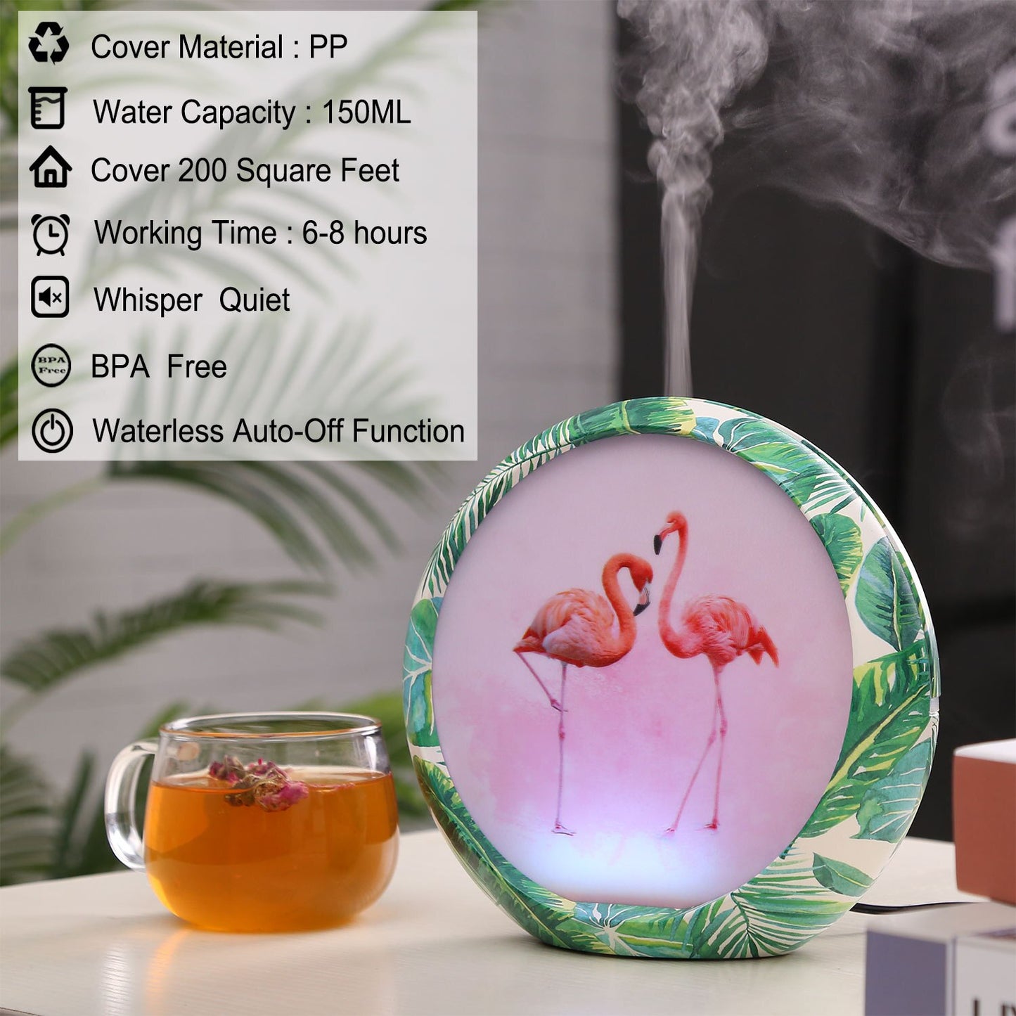 Zen Oil Diffuser Air Humidifier 7 Color Changing LED Lamp Cute Parrot Ultrasonic Cool Mist Aroma Diffuser 150ML.BPA Free Essential ShopOnlyDeal