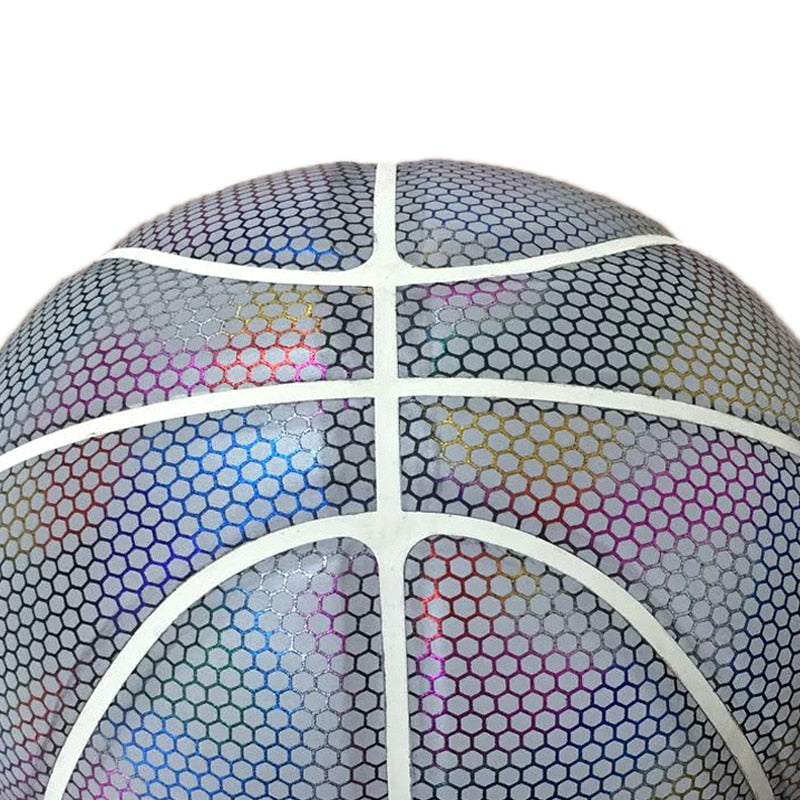 Glowing Basketball Night Light Holographic Reflective Basketball Ball Size 7 PU Bascket Woman Man Sports Luminous Indoor Outdoor Professional Training Balls ShopOnlyDeal