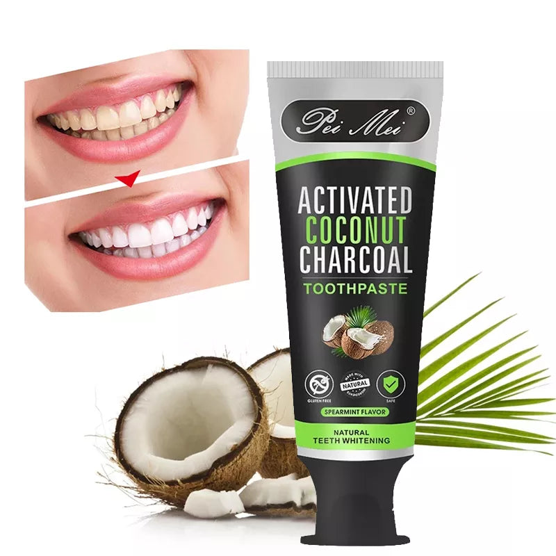 Activated Coconut Charcoal Toothpaste Remove Tooth Stains Dark Pigment Improve Coffee Cigarette Tea Teeth Tooth Paste 100g ShopOnlyDeal