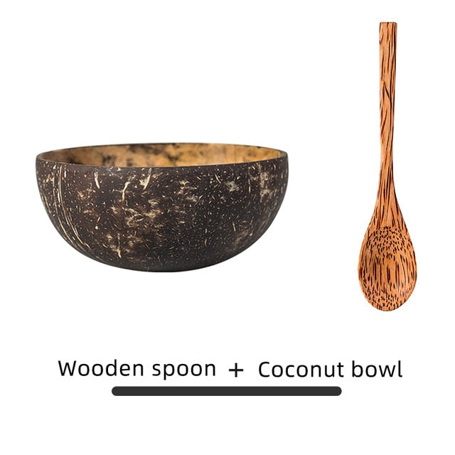 Coconut Bowl Decoration Fruit Salad Noodle Rice Bowl Wooden Fruit Bowl Handicraft Decoration Creative Coconut Shell Bowl ShopOnlyDeal