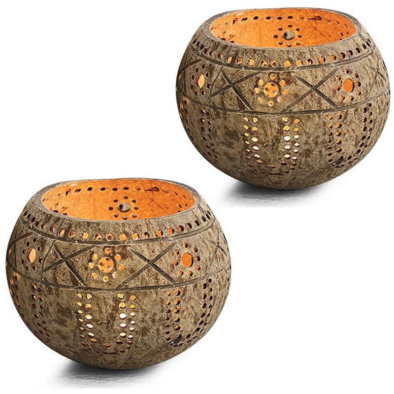 Candle Coconut Shell Bowl,Candle Holders,Handmade Coconut Shell Candle Holder for Tealight Small Pillar,Storage Bowl ShopOnlyDeal