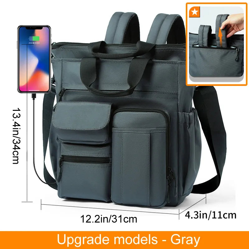 Multifunctional Shoulder Messenger Bag - Multifunction Fashion Shoulder Messenger Bag Casual Business Men Briefcase Large Capacity Male USB Port Backpack Travel Handbag ShopOnlyDeal